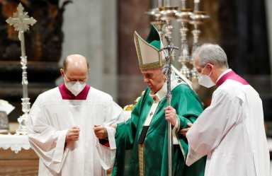 Pope Francis leads a mass to open the synod of bishops in Vatican City