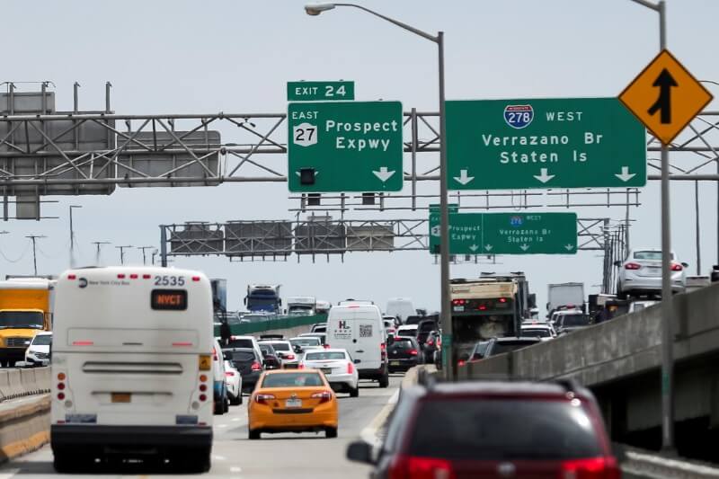 FILE PHOTO: Traffic is seen on a highway ahead of the July 4th holiday, in New York