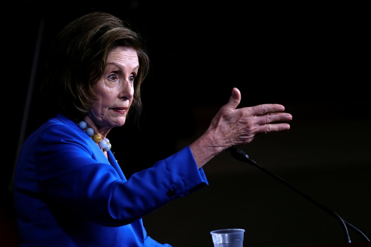 U.S. House Speaker Nancy Pelosi (D-CA) holds her weekly news conference at the U.S. Capitol in Washington