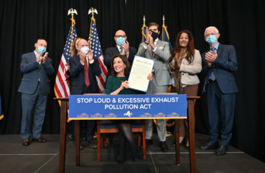 Governor Hochul Signs the Stopping Loud & Excessive Exhauset Pollution Act in Brooklyn