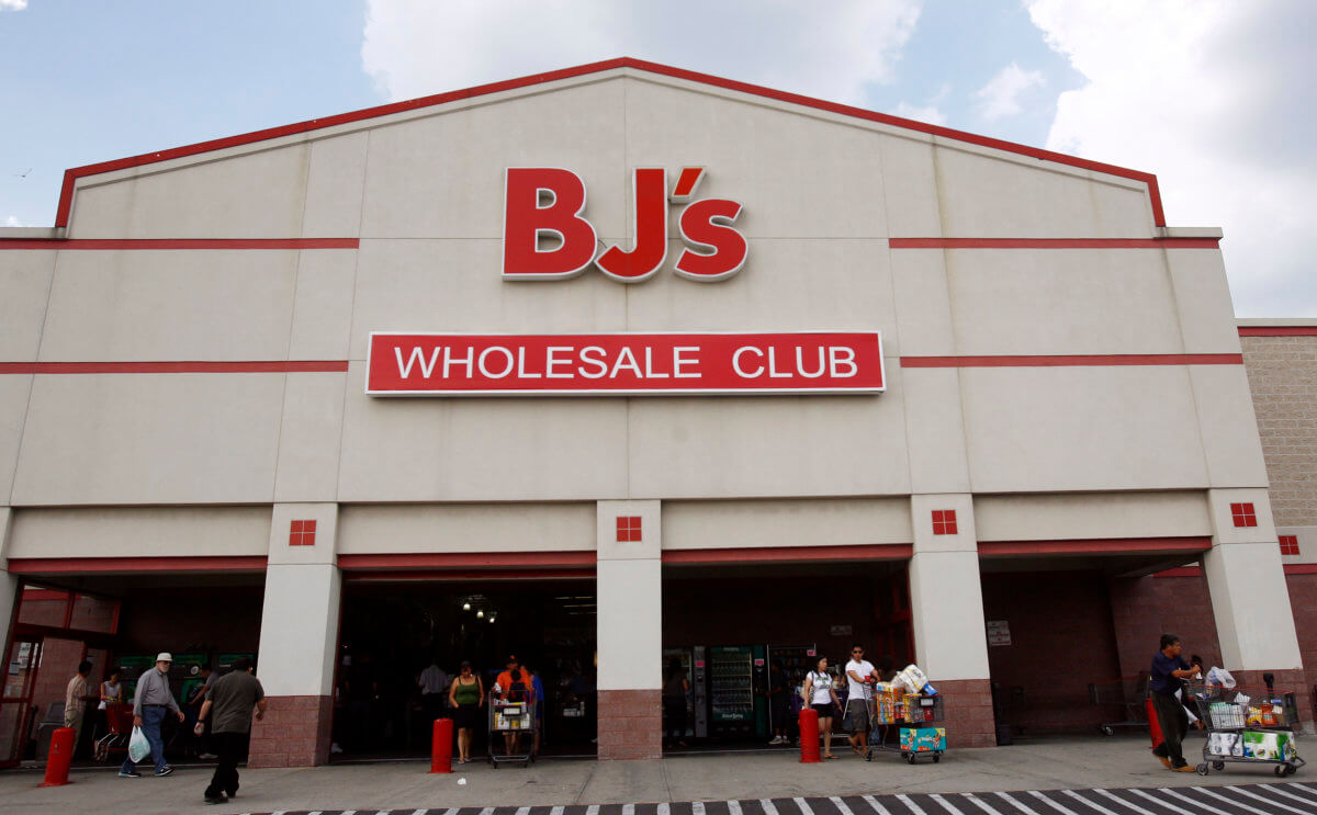The entrance to a BJ’s Wholesale Club store is seen in New York