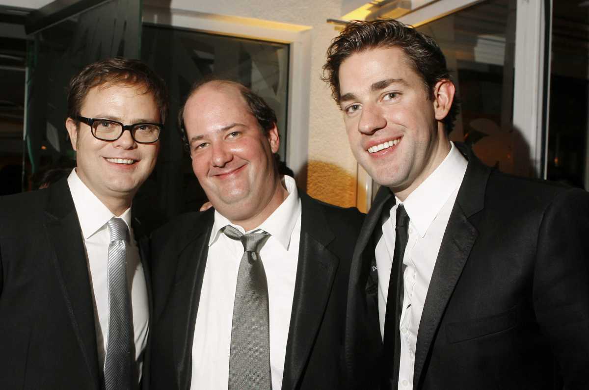 Actors Wilson, Krasinski, and Baumgartner pose at the at the Golden Globe awards’ after party for the HBO network in Beverly Hills