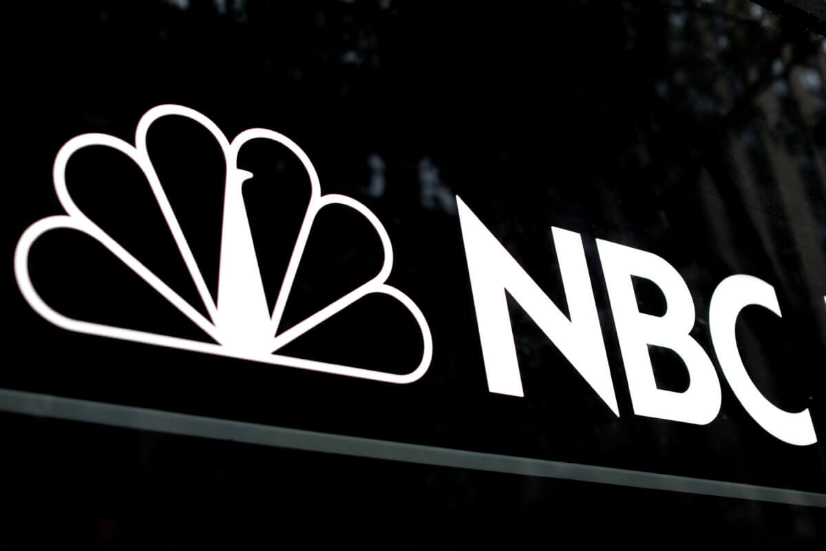 The NBC logo is seen outside the NBC News Today Show studios at Rockefeller Center in New York
