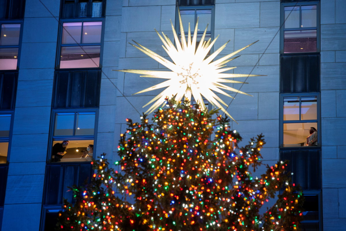 The Christmas tree is lit at Rockefeller Center amid COVID-19 restrictions in New York City, New York