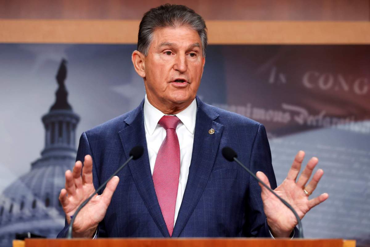 U.S. Senator Manchin delivers remarks to reporters at the U.S. Capitol in Washington