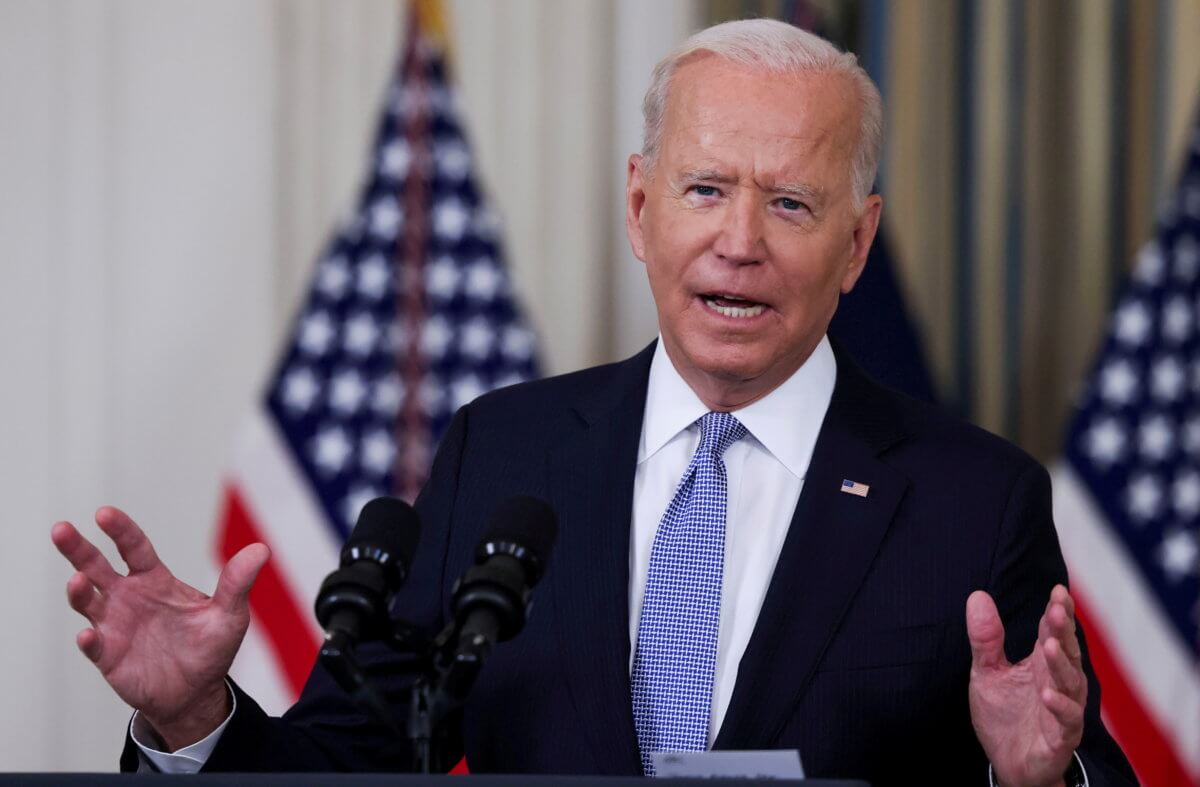 FILE PHOTO: U.S. President Joe Biden speaks about COVID-19 vaccines at the White House in Washington