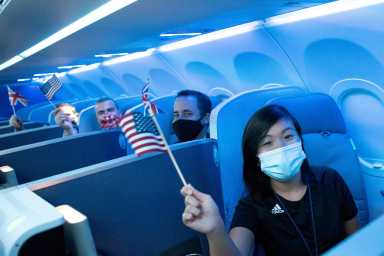 FILE PHOTO: JetBlue event marking first transatlantic flight between New York and London at JFK International Airport in New York City