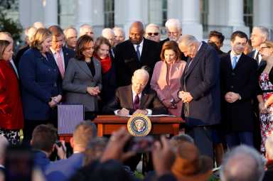 U.S. President Biden signs the “Infrastructure Investment and Jobs Act”, in Washington
