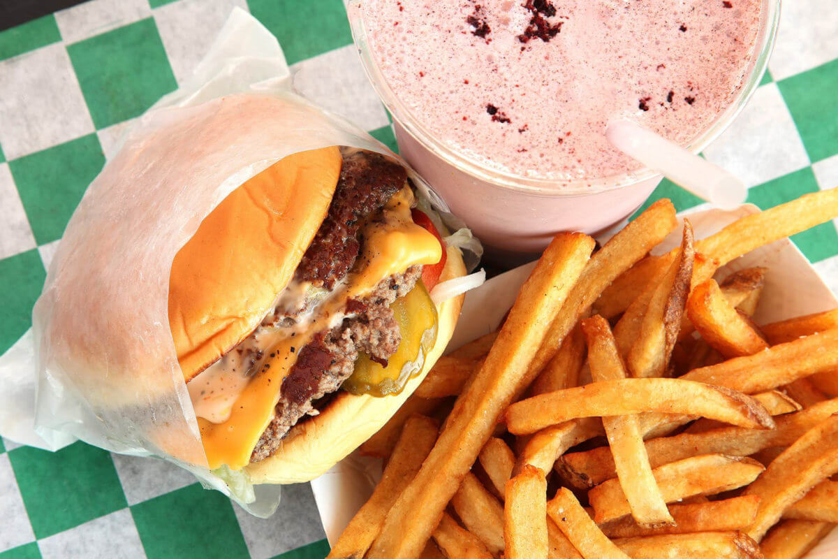 Harlem Classic Burger, Red Velvet Shake, Sonoran Dog, Beef Tallow-Fried Kennebec Fries