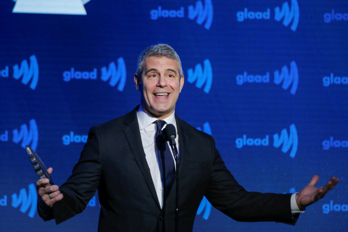 Cohen speaks to guests after receiving the Vito Russo Award during the 30th annual GLAAD awards ceremony in New York City, New York