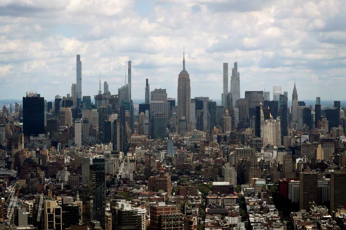 Manhattan skyline.