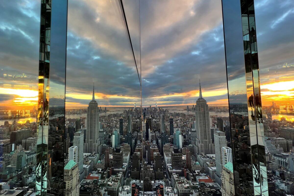 FILE PHOTO: The Empire State Building and New York’s skyline are seen during the preview of SUMMIT One Vanderbilt observation deck in Midtown Manhattan, in New York City