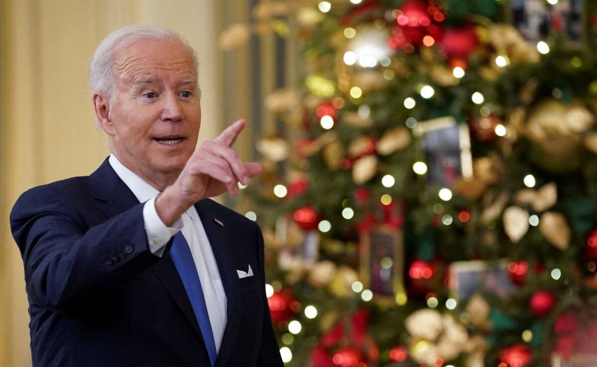 FILE PHOTO: U.S. President Joe Biden speaks about the country’s fight against COVID-19, in Washington