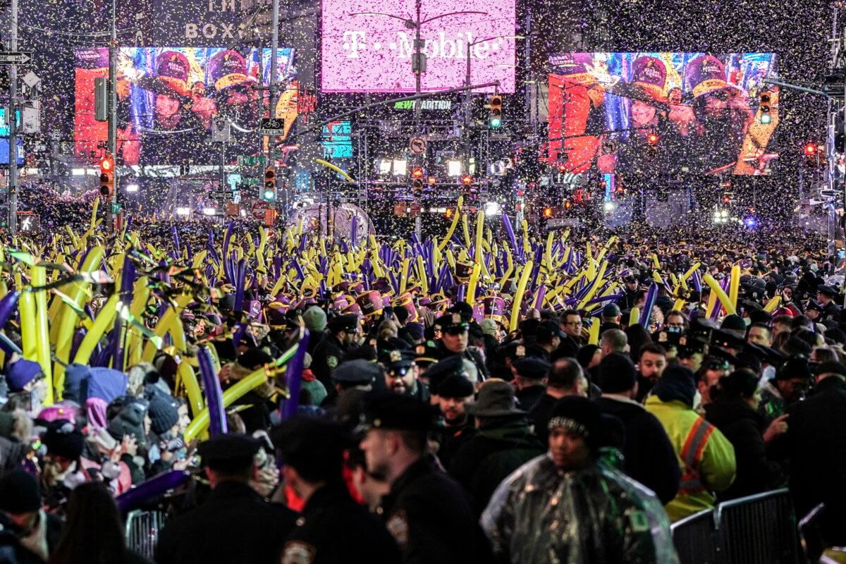 FILE PHOTO: Revelers celebrate New Year’s Eve in Times Square in the Manhattan borough of New York City