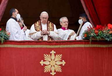 Pope Francis delivers his traditional Christmas Day Urbi et Orbi speech at the Vatican