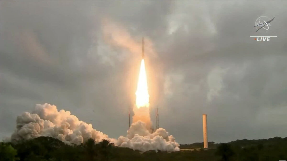 Arianespace’s Ariane 5 rocket, with NASA’s James Webb Space Telescope onboard, launches from French Guiana