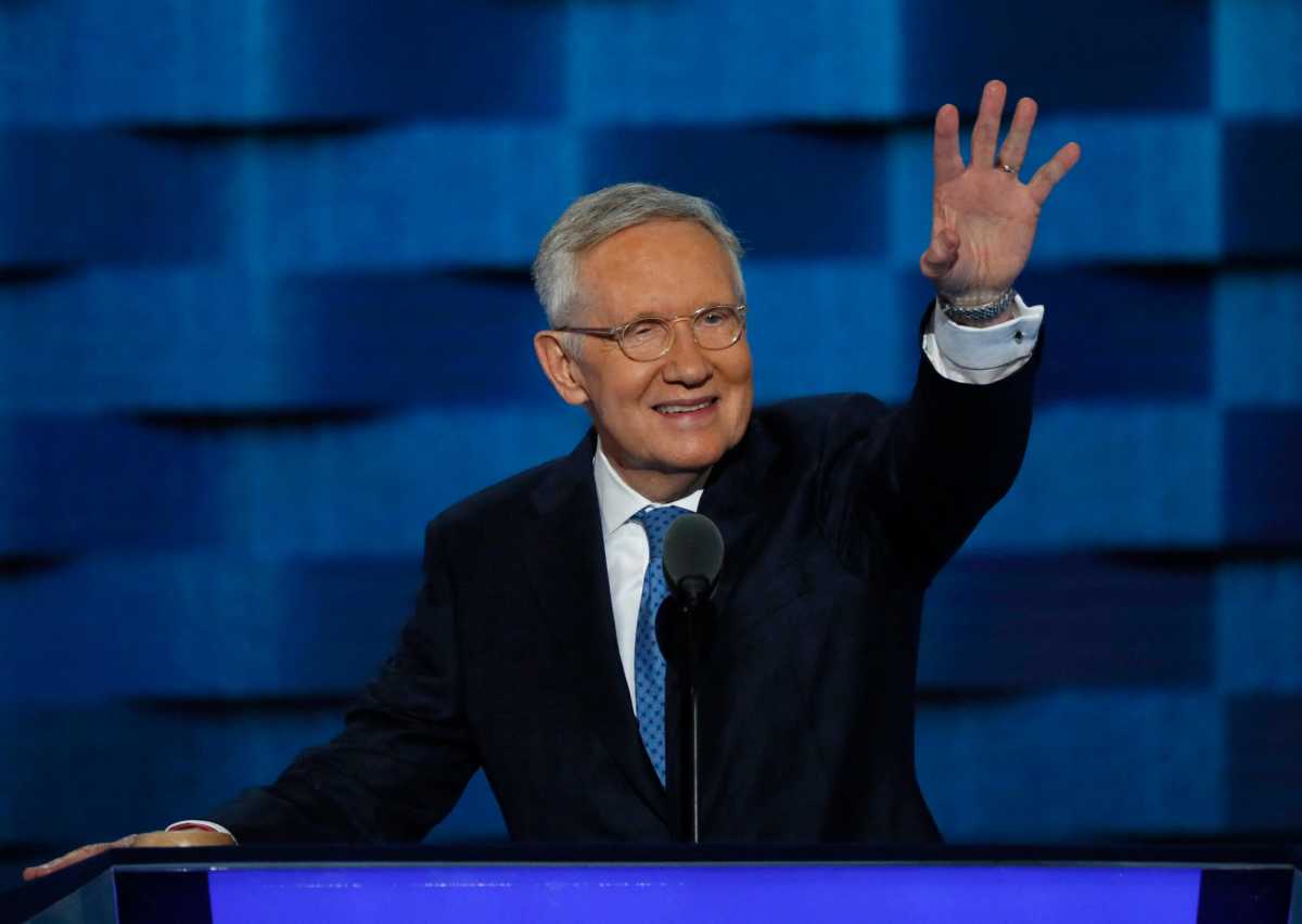 Senate Democratic Leader Reid speaks on the third day of the Democratic National Convention in Philadelphia