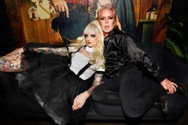Theo Kogan and Miss Guy, backstage on Saturday night.