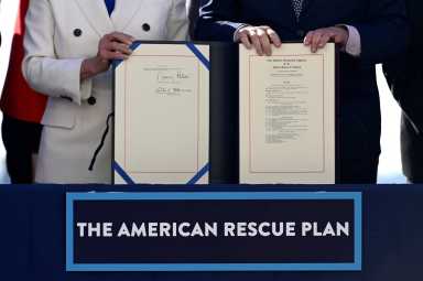House Speaker Pelosi hosts enrolment signing ceremony for the coronavirus disease (COVID-19) relief bill on Capitol Hill in Washington