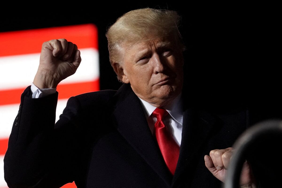 FILE PHOTO: Donald Trump holds a rally in Conroe, Texas