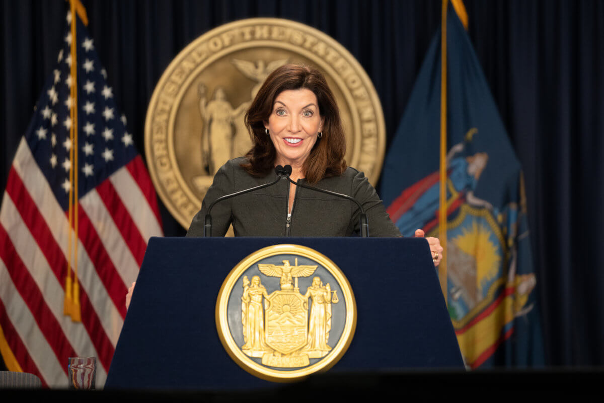 Governor Kathy Hochul during an address