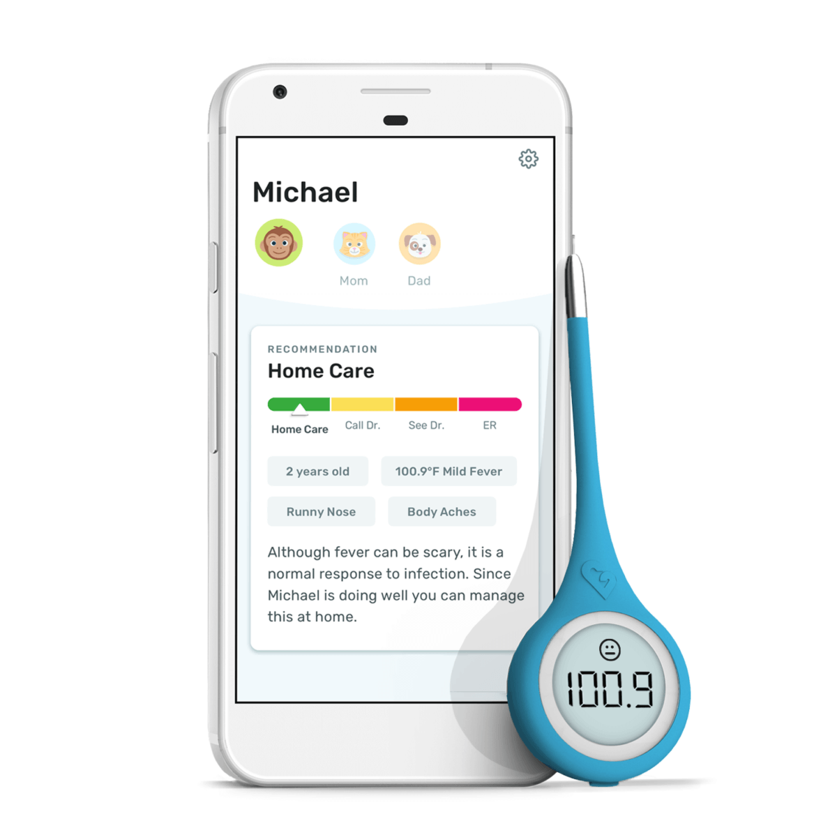 Kinsa thermometer and app