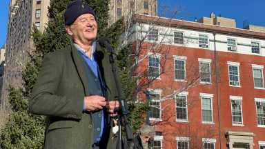 A mild winter day, an appreciative audience, a very happy Bill Murray.