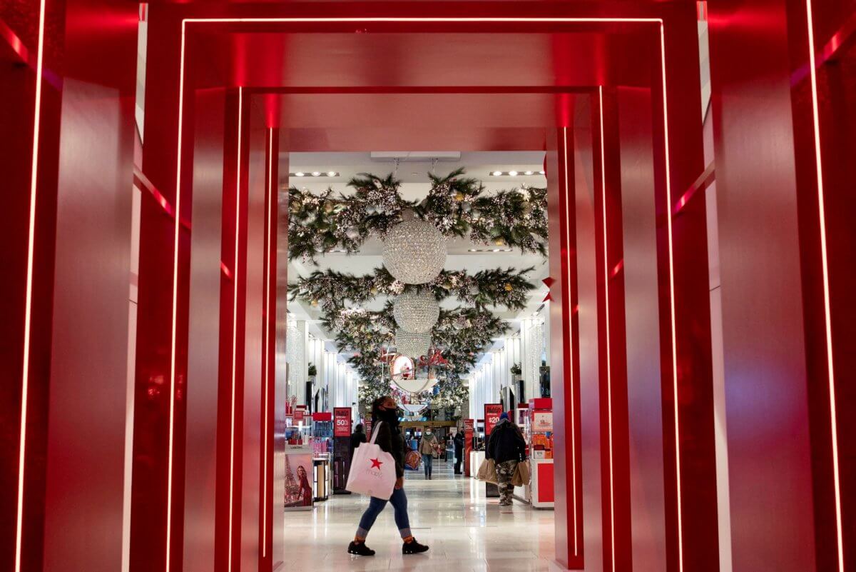 FILE PHOTO: People visit Macy’s Herald Square during early opening for the Black Friday sales in Manhattan, New York