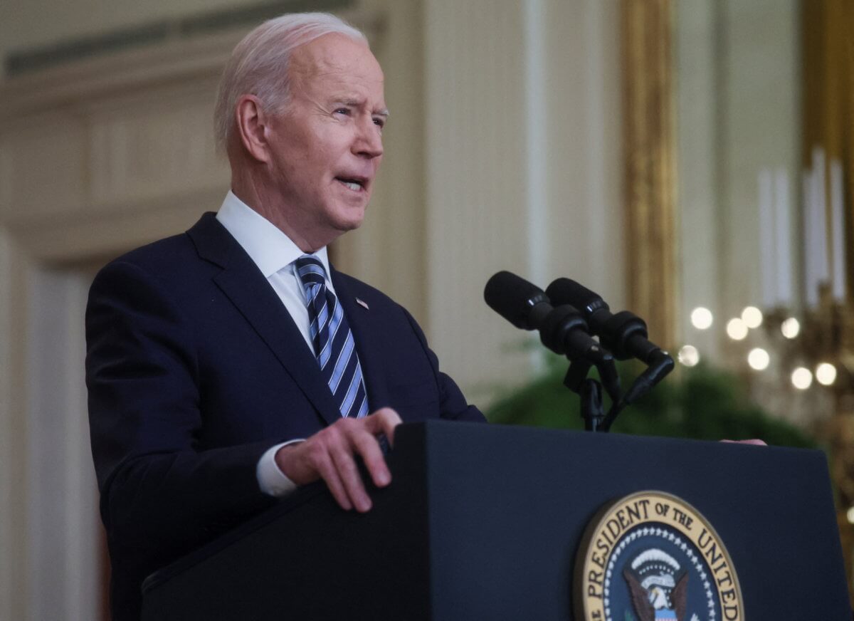 U.S. President Joe Biden speaks about Russia’s attack on Ukraine in Washington