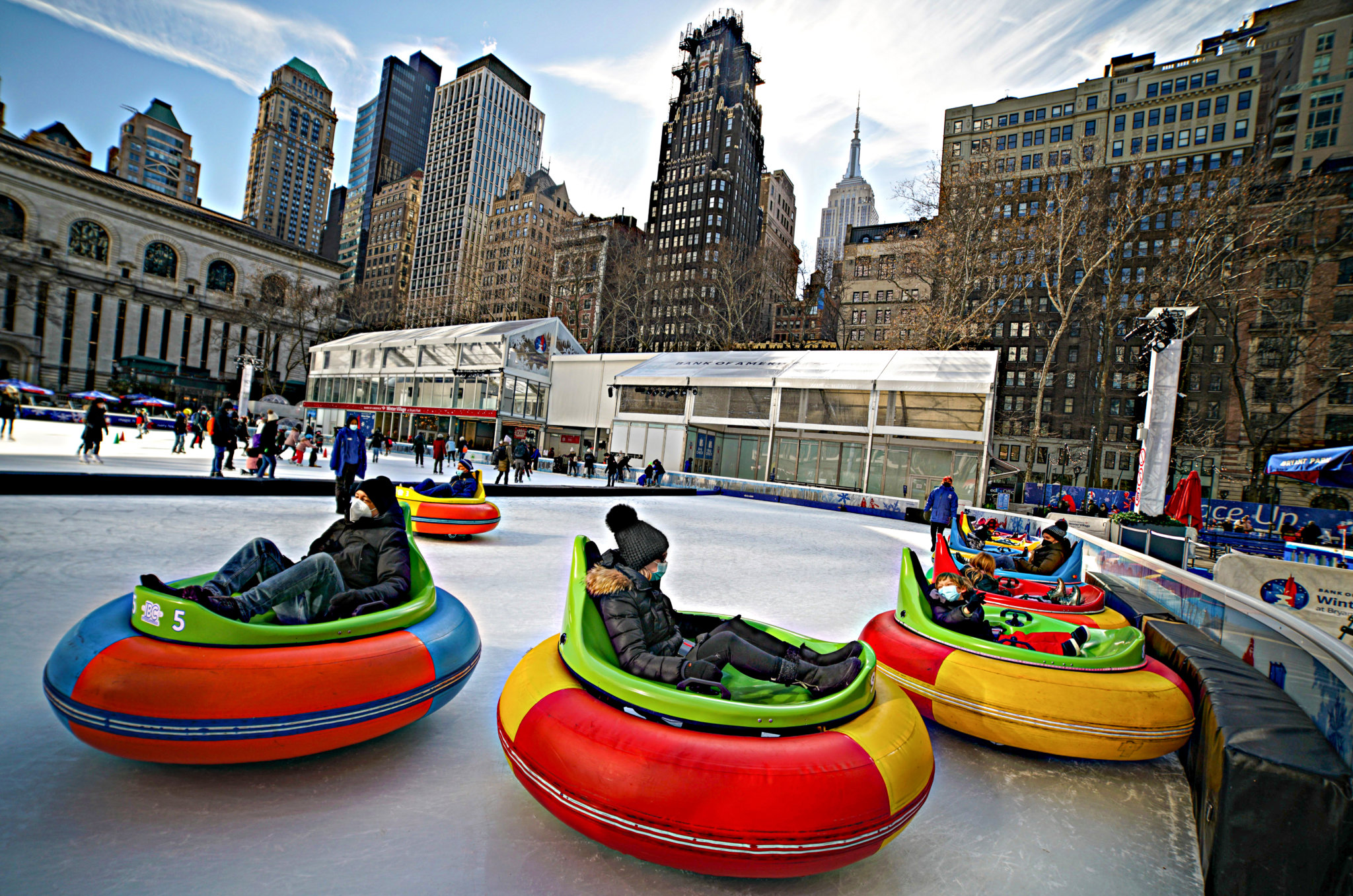 Bumper cars on ice are back at Bryant Park amNewYork