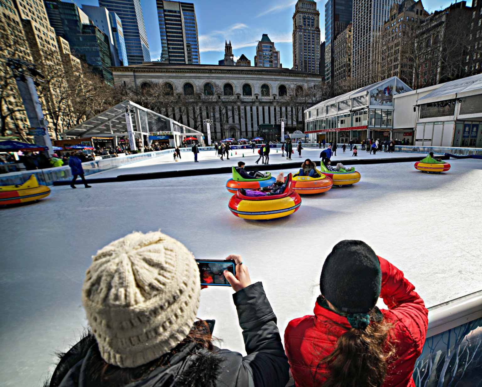 Bumper cars on ice are back at Bryant Park amNewYork