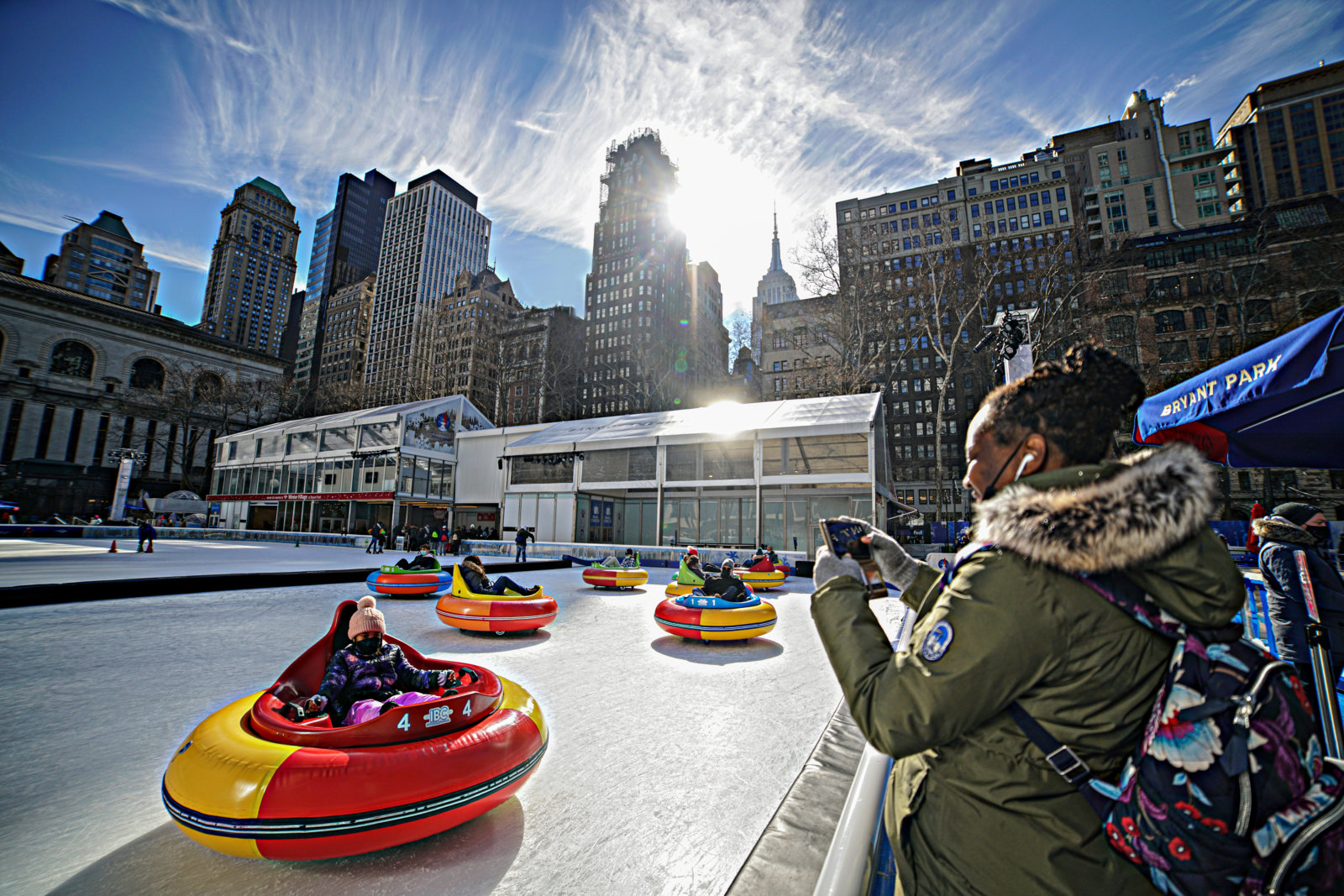 Bumper cars on ice are back at Bryant Park amNewYork
