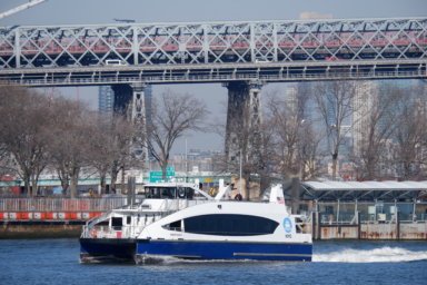 NYC Ferry boat on East River