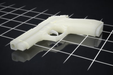 3d printed gun pistol manufactured using FLM and SLA processes 3d illustration