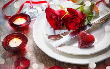Place setting for Valentines day