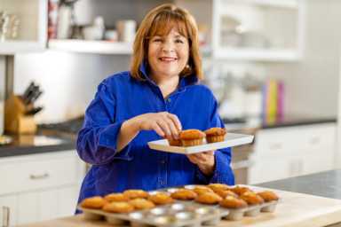 Ina Garten and Banana Crunch Muffins, as seen on Be My Guest, season 1.