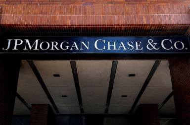FILE PHOTO: A sign outside JP Morgan Chase & Co offices is seen in New York