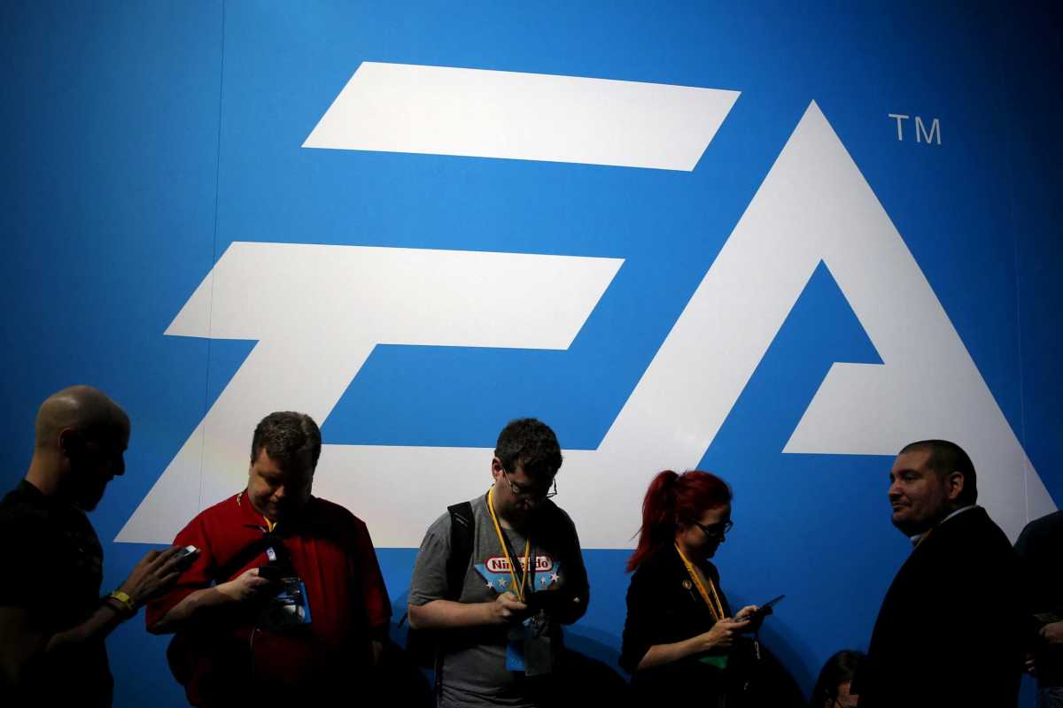 FILE PHOTO: An Electronic Arts (EA) video game logo is seen at the Electronic Entertainment Expo, or E3, in Los Angeles