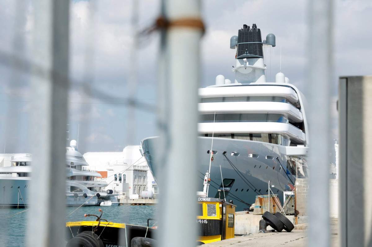 Roman Abramovich’s super yacht Solaris is seen at Barcelona Port