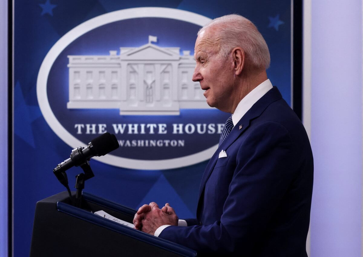 U.S. President Biden announces initiative to buy more made-in-America goods at the White House in Washington