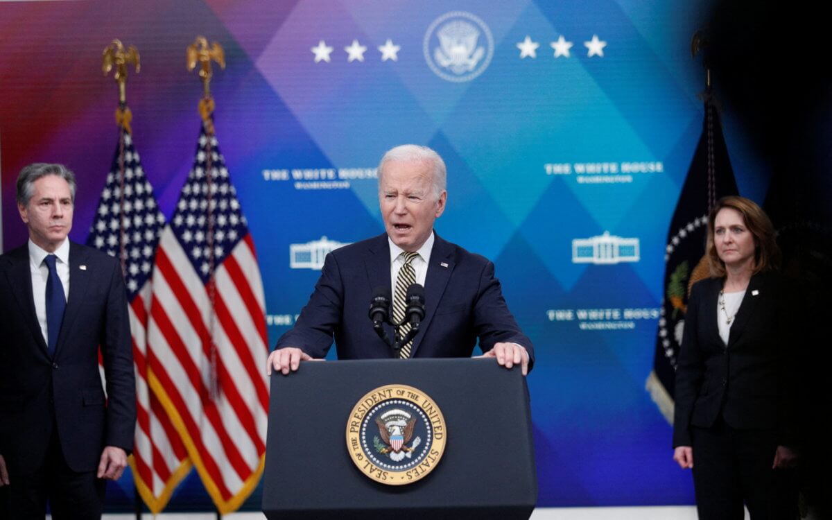 U.S. President Joe Biden speaks about Russia’s war in Ukraine and assistance being provided to Ukraine by the U.S., at the White House in Washington