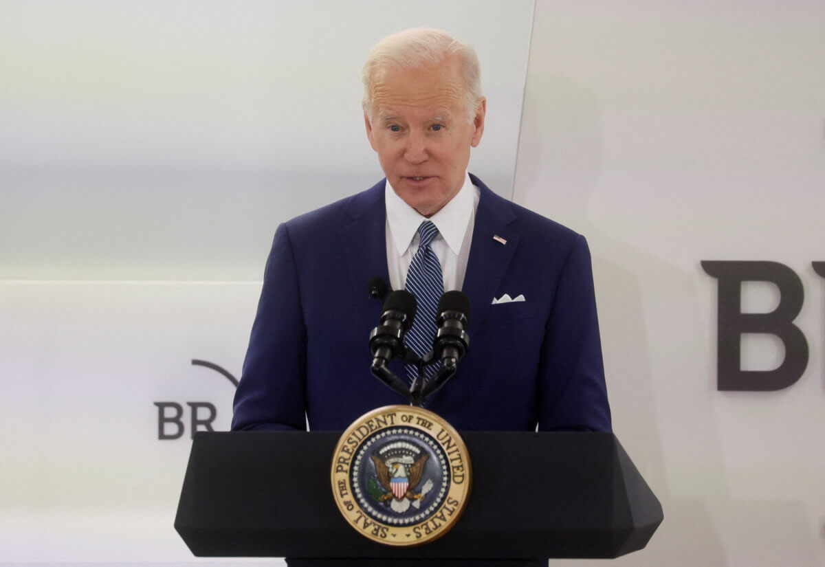 FILE PHOTO: U.S. President Biden discusses the United States’ response to Russian invasion of Ukraine, and warns CEOs about potential cyber attacks from Russia, in Washington