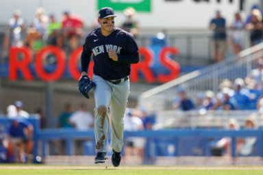 Yankees first baseman Anthony Rizzo looks on in the fifth inning against the Toronto Blue Jays.
