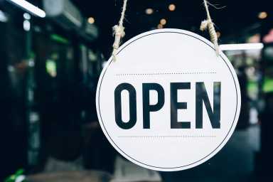 Open sign at coffee cafe