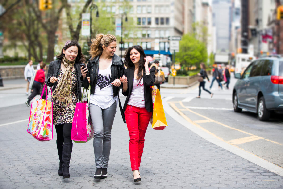 Young ladies shopping in New York City