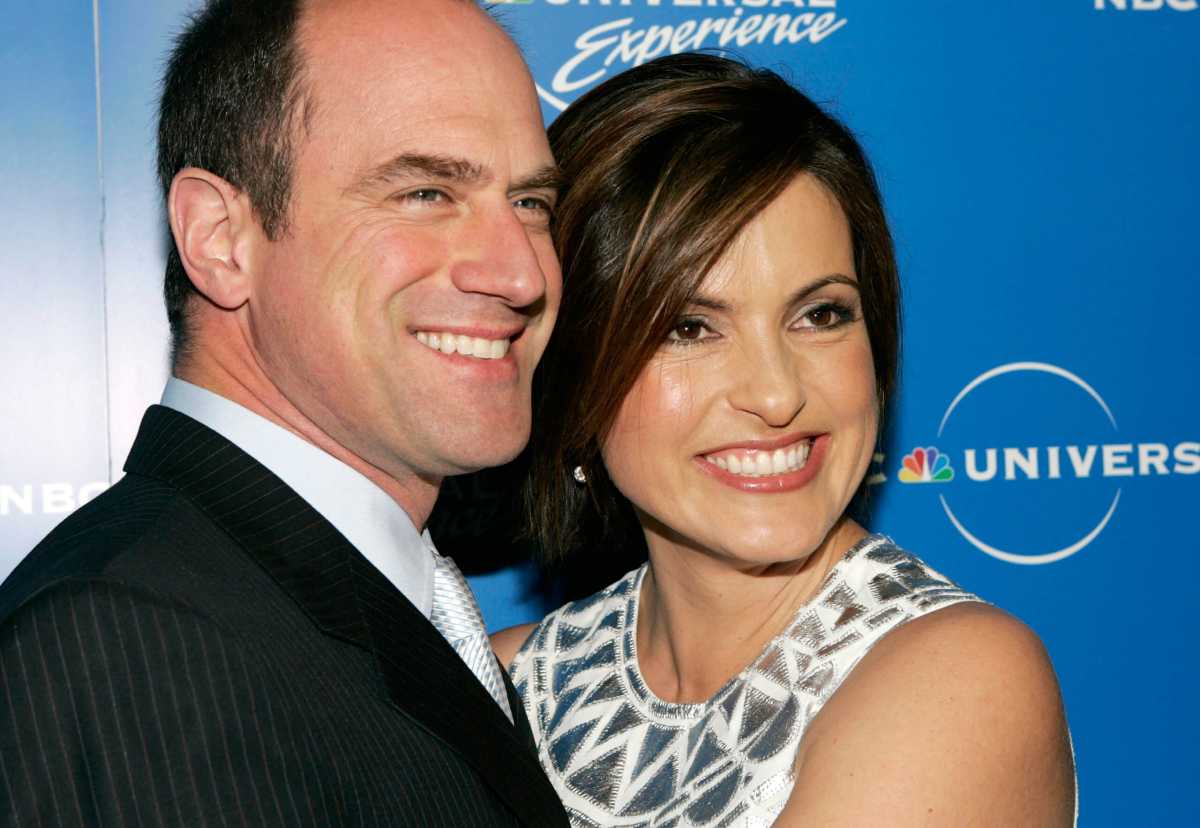 Actors Meloni and Hargitay from NBC’s drama series “Law & Order: Special Victims Unit” arrive at the NBC Universal Experience in New York