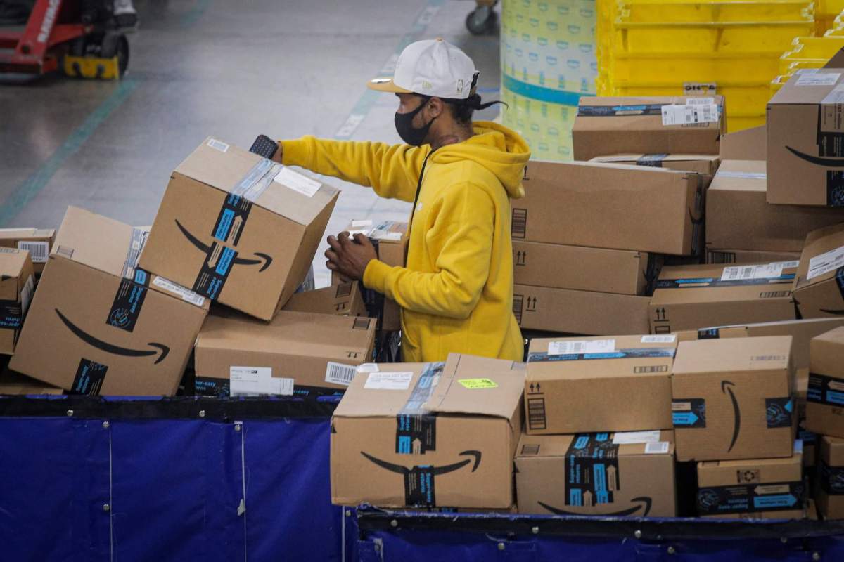 FILE PHOTO: Amazon’s JFK8 distribution center in Staten Island, New York City