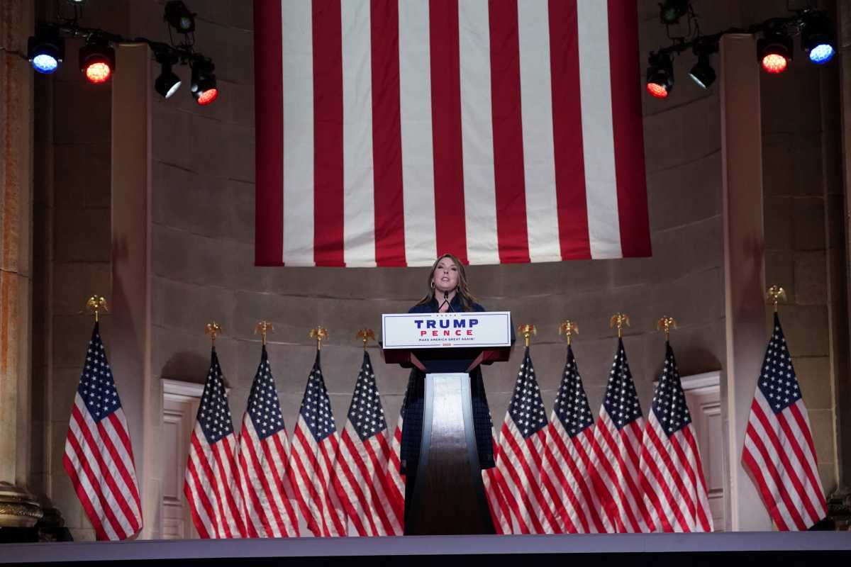 Republican National Committee Chairman Ronna McDaniel speaks to the 2020 Republican National Convention in a live address from Washington