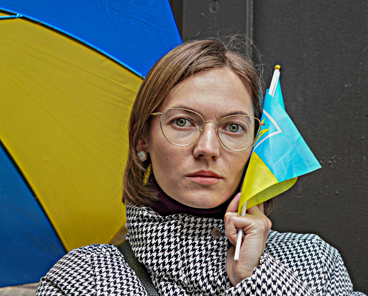 Ukrainian supporters protest outside of Nespresso in SoHo 3