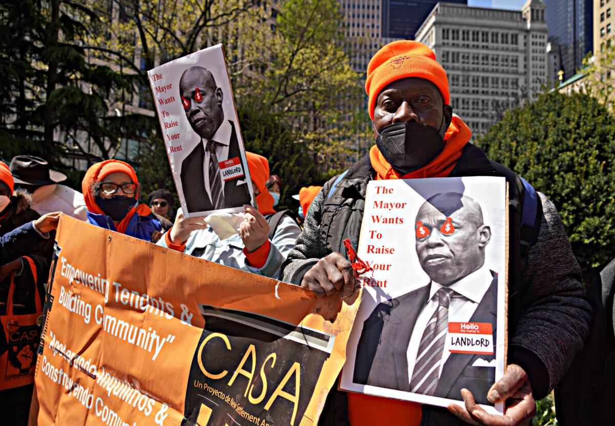 Rent wars: Protesters rally against rent increases at City Hall Park 8